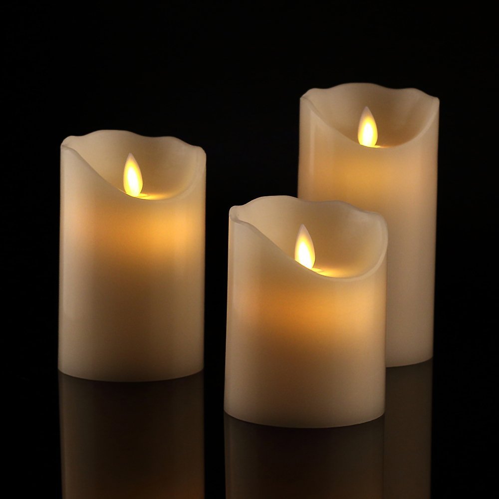 Realistic Flameless LED Pillar Candle Collection with Flickering Warm Glow and Dripping-Wax Edge Kalsten