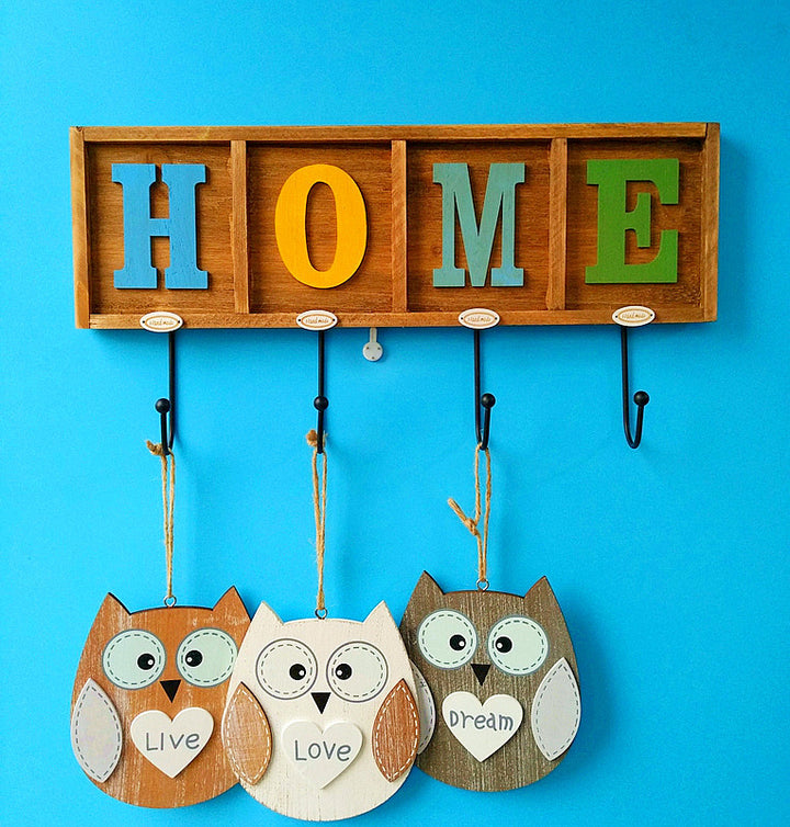 Atmospheric Owl Theme Wall Hook Organizer