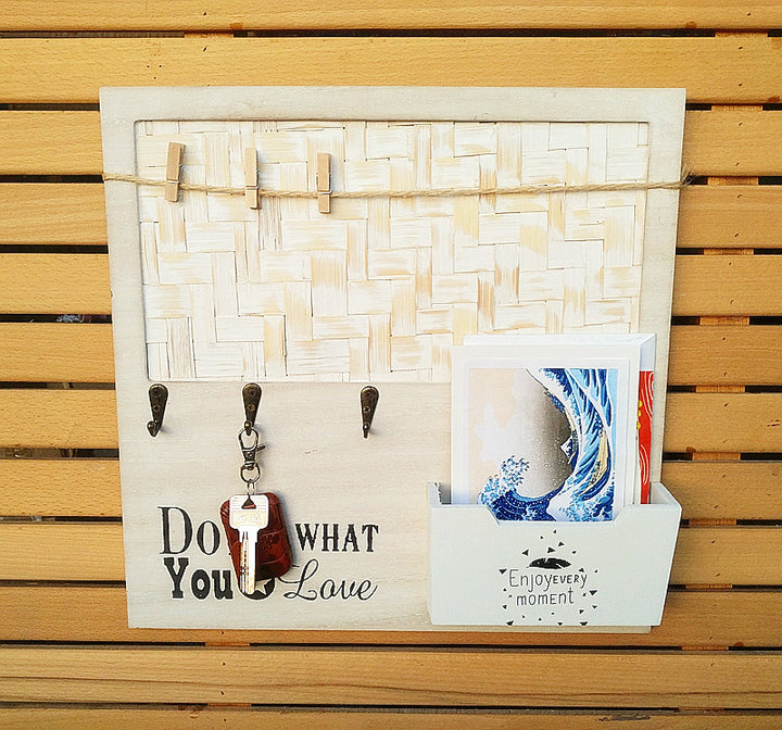 Decorative Wall Organizer with Key Hooks and Message Holder