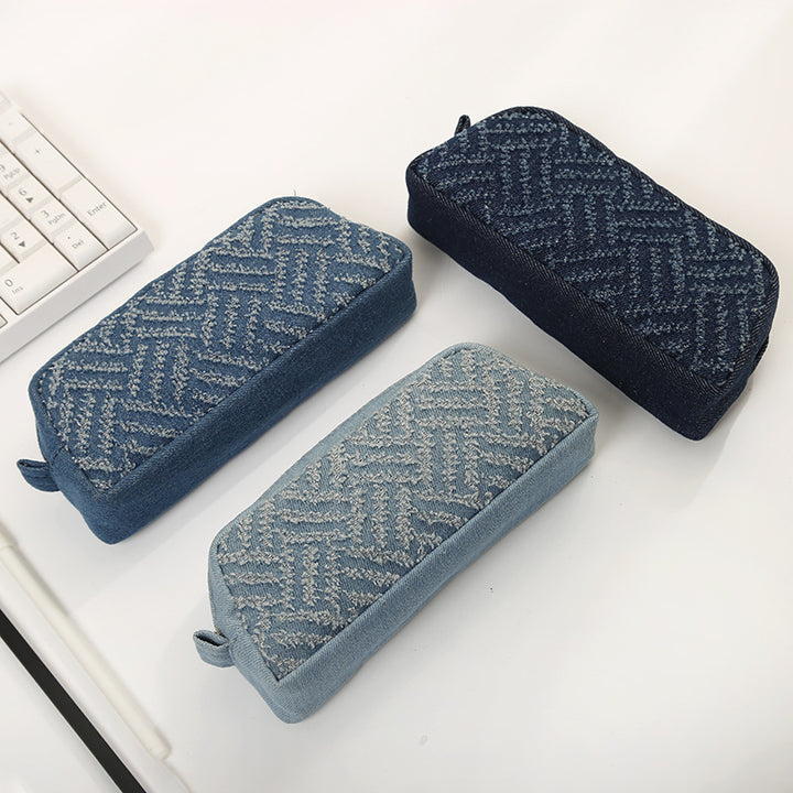 Denim Textured Pencil Case