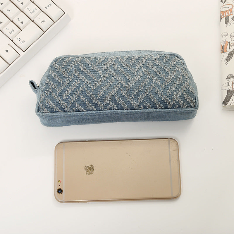 Denim Textured Pencil Case