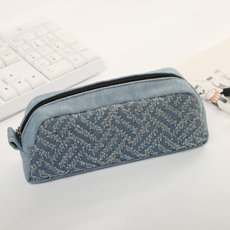 Denim Textured Pencil Case
