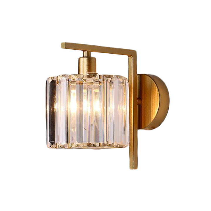 Modern Column Wall Light Fixture 1-Bulb Clear Crystal Wall Sconce Lighting in Gold for Bedroom | Kalsten