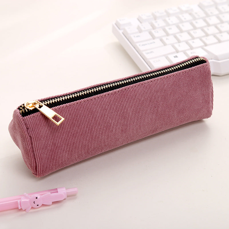 Premium Corduroy Zippered Pencil Case