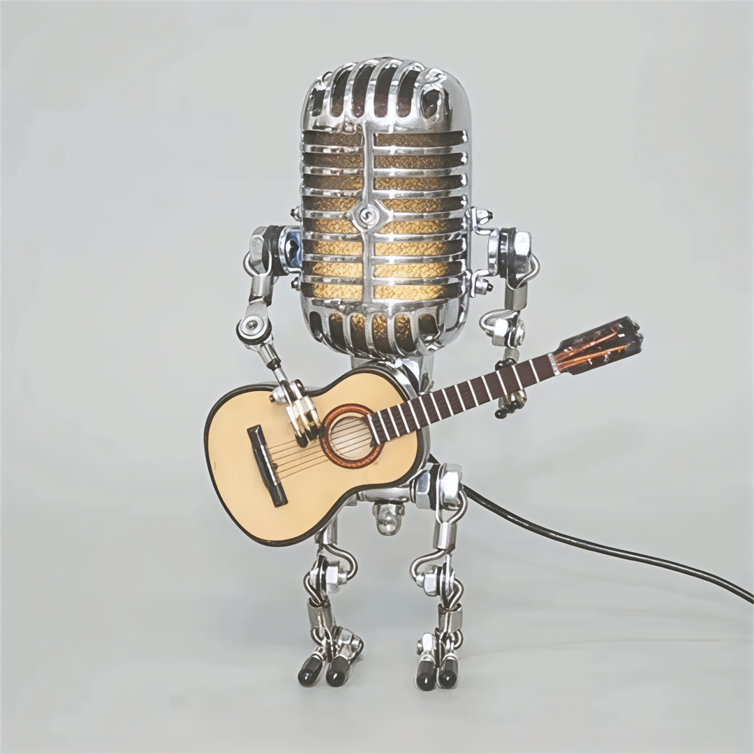 Table Lamp Robot Sculpture Metal Guitar Light | Kalsten