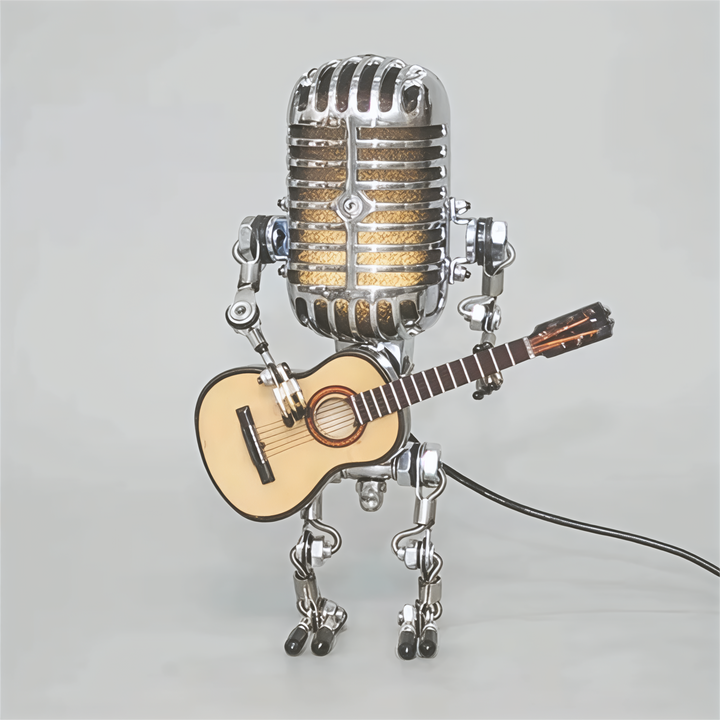 Table Lamp Robot Sculpture Metal Guitar Light | Kalsten