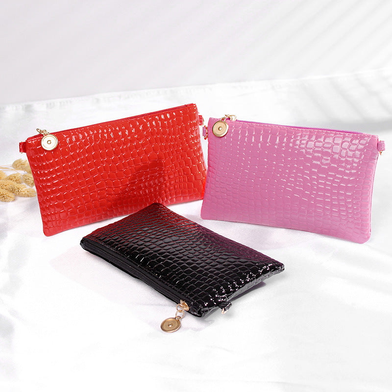 Crocodile Patterned Crossbody Clutch