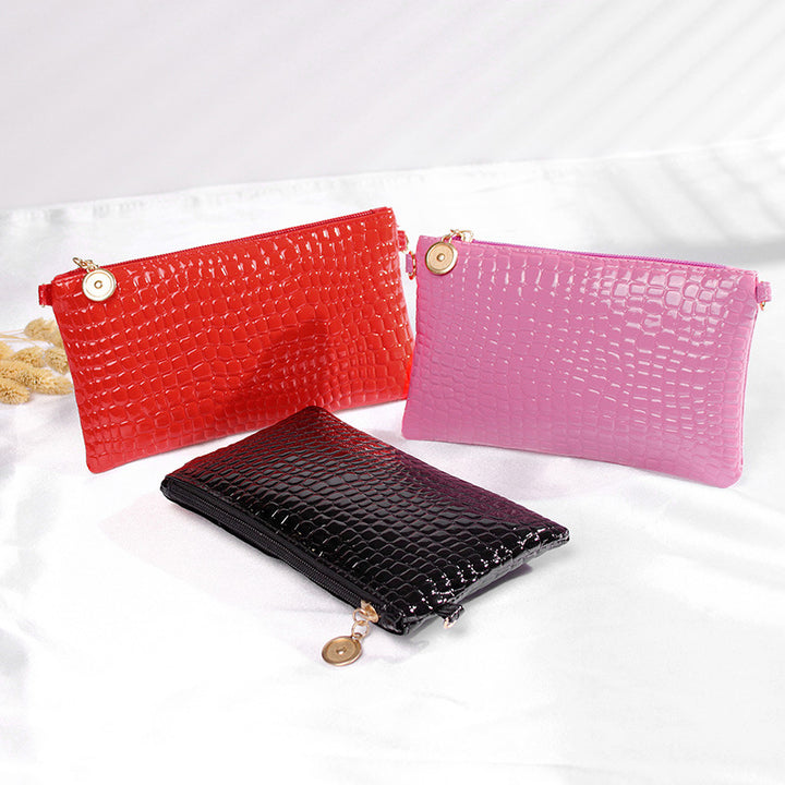 Crocodile Patterned Crossbody Clutch