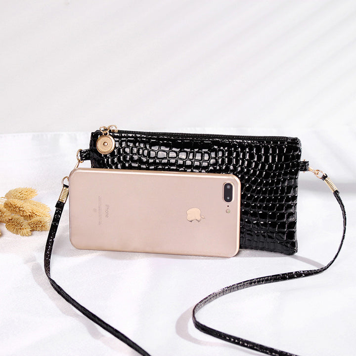 Crocodile Patterned Crossbody Clutch