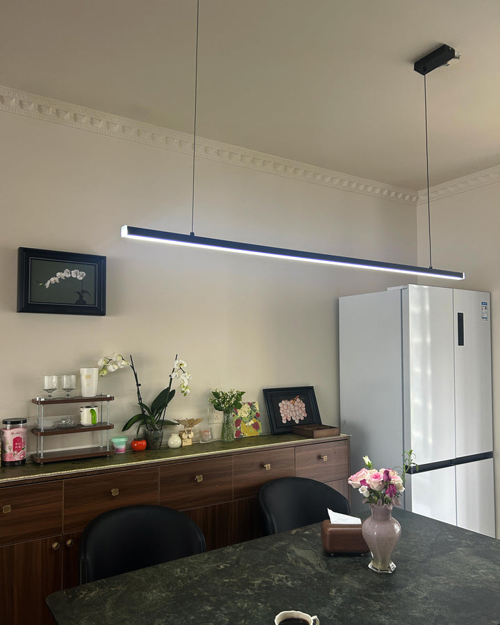 Linear Pendant Light Metal 39 in Adjustable Kitchen Island LED Warm White 3000K-6000K Modern Dining Room Hanging Lamp | Kalsten