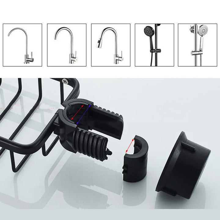 Kalsten | Shower holder for Shampoo & Soap – Stainless Aluminium – Silver or Black – No Drilling