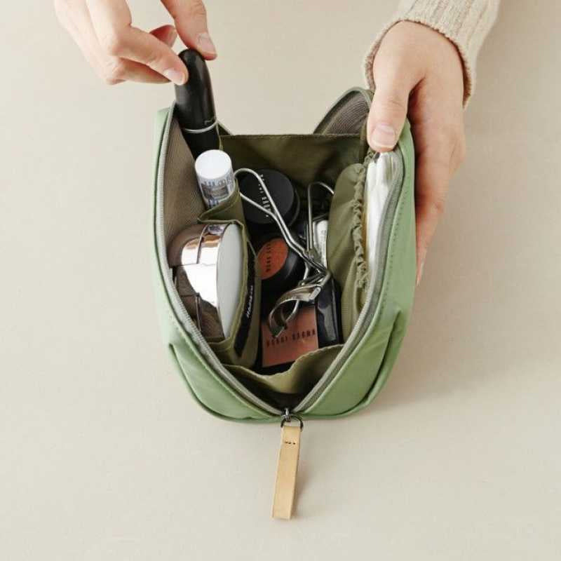 Solid Color Cosmetic Case with Double Zipper | Kalsten