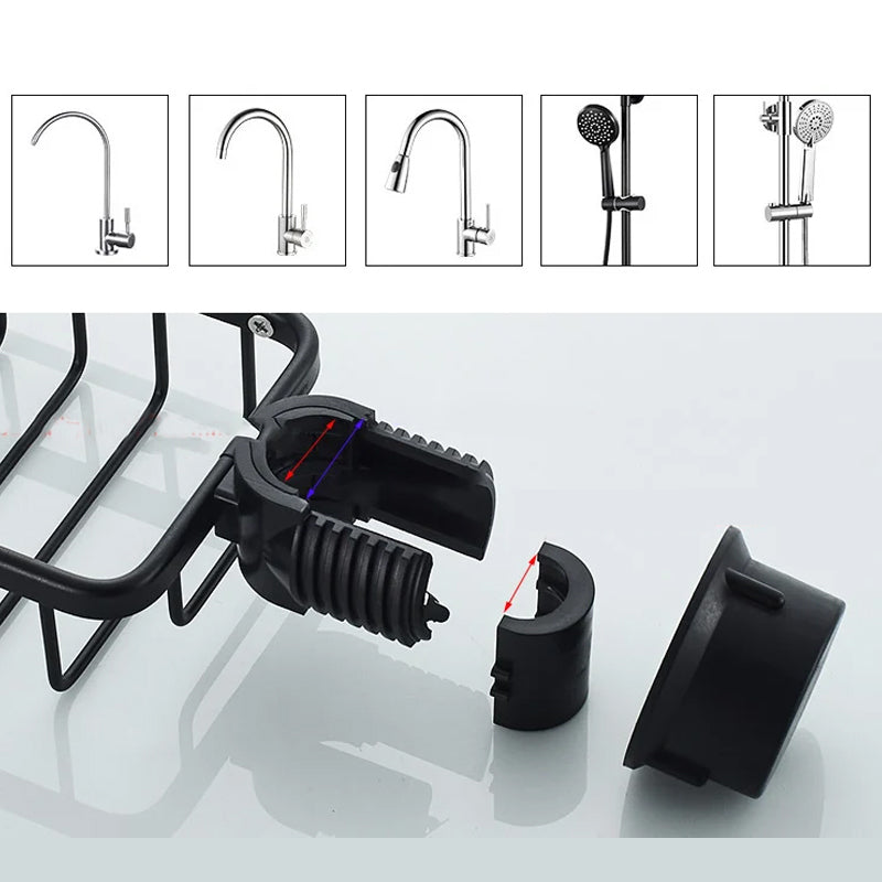 Shower holder for Shampoo & Soap – Stainless Steel – Silver or Black – No Drilling | Kalsten