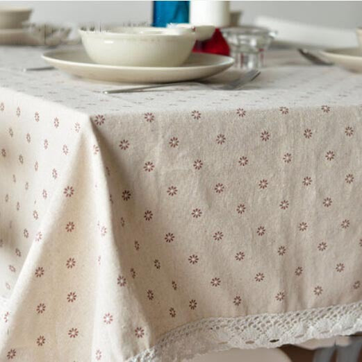 Daisy Print Cotton Linen Tablecloth | Kalsten