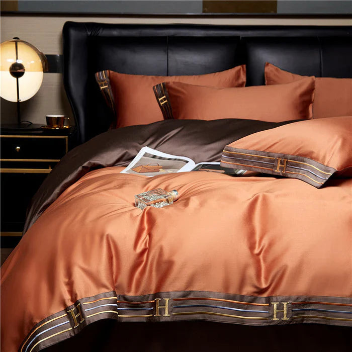 Satin Cotton Embroidered Bedding Set - Luxora | Kalsten
