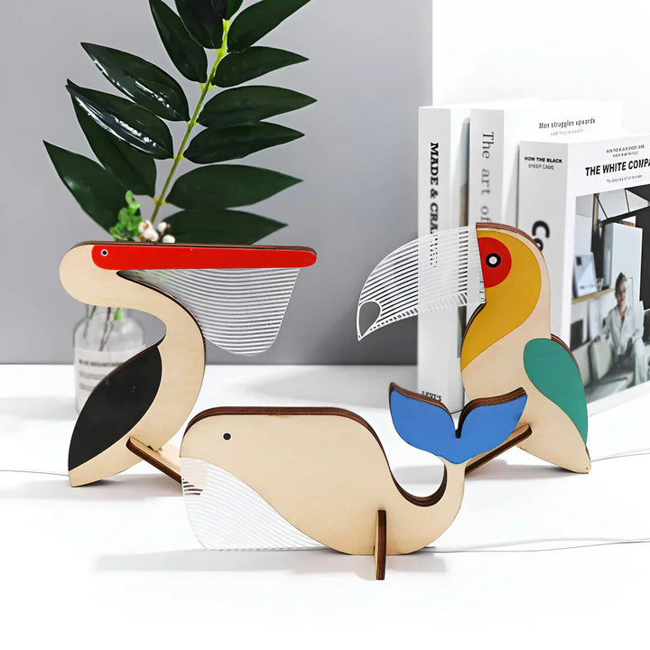 Animal Figure Table Lamp Made of Wood | Kalsten