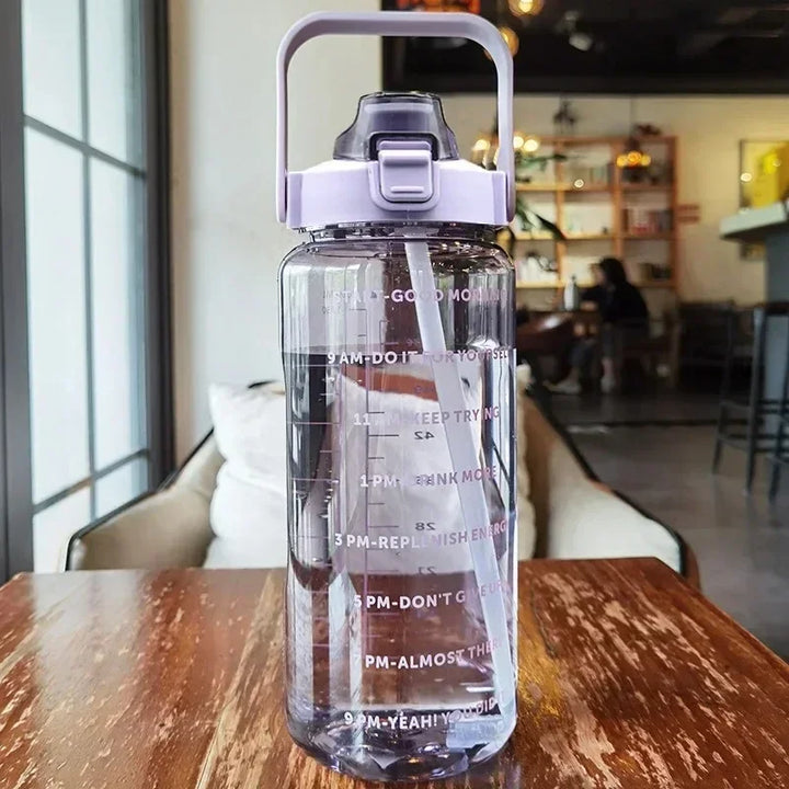 Kalsten | 2L Portable Sports Water Bottle with Straw and Time Markings