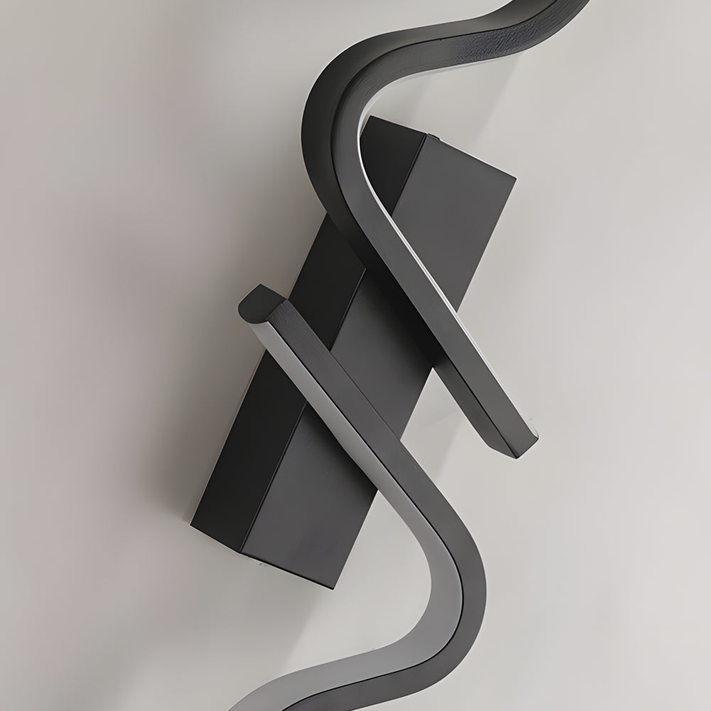 Minimalist Long Wave Aluminum Black Decorative LED Wall Lamp | Noxord