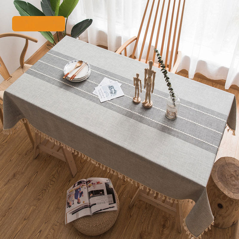 Kalsten | Waterproof Oil-resistant Rectangular Tablecloth Cotton Linen Wrinkle-resistant Tablecloth for Kitchen Dining Room Buffet Party