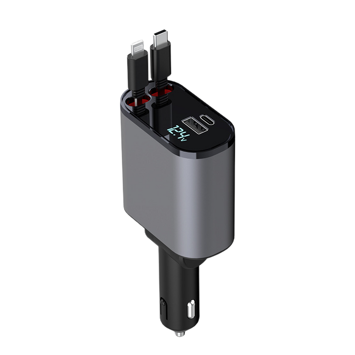 4-in-1 Car Charger with Retractable Cable | Kalsten