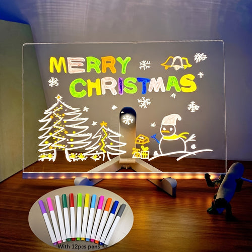 USB LED Memo Board with 12 Colored Pens – Light Messaging Board