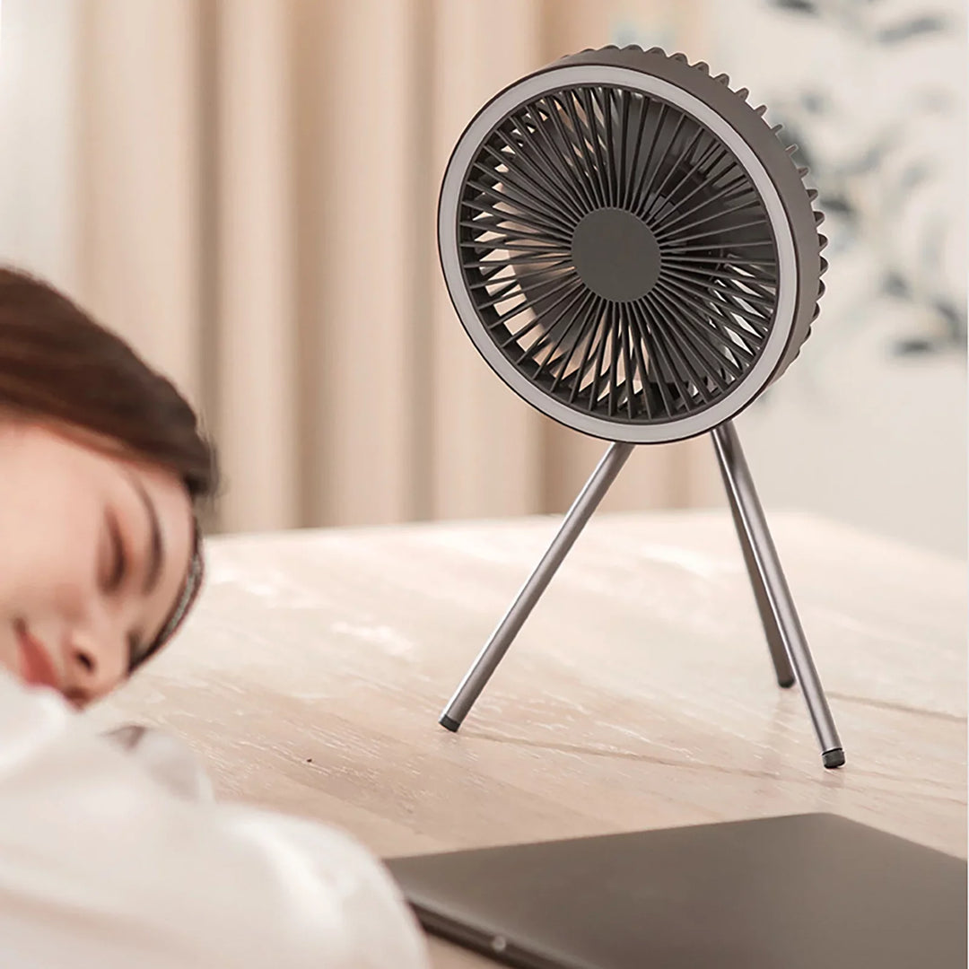 Rechargeable 10,000mAh Camping Fan with LED Lighting and Power Bank | Kalsten