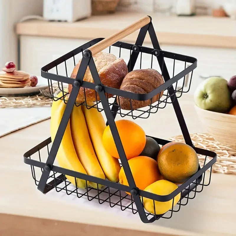 Storage basket with carrying handle & bead decoration | Kalsten