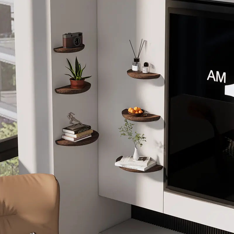 Half-Round Triple Floating Wall Shelf