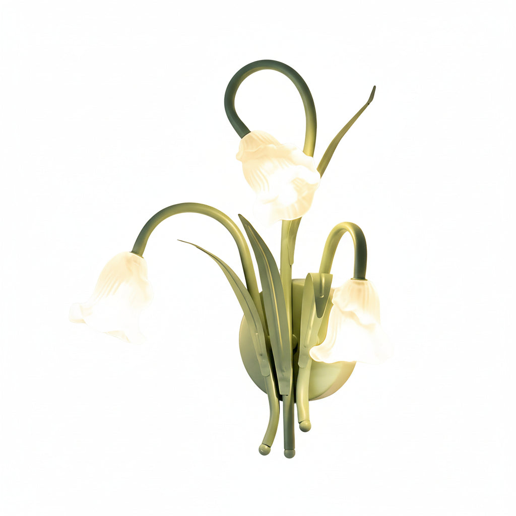 LED Wall Sconce Light – French Country Floral Green Iron Glass (30x27cm / 11.8x10.6in) | Noxord