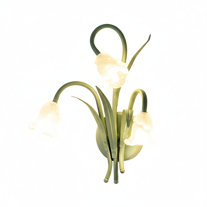 LED Wall Sconce Light – French Country Floral Green Iron Glass (30x27cm / 11.8x10.6in) | Noxord