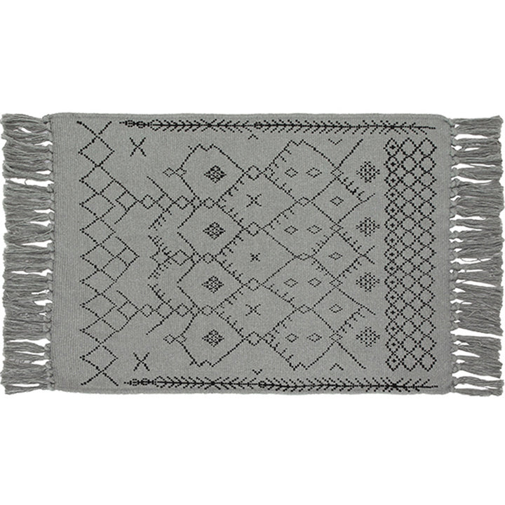 Flat-woven entrance and living room rug with Moroccan diamond jacquard and decorative fringes Kalsten