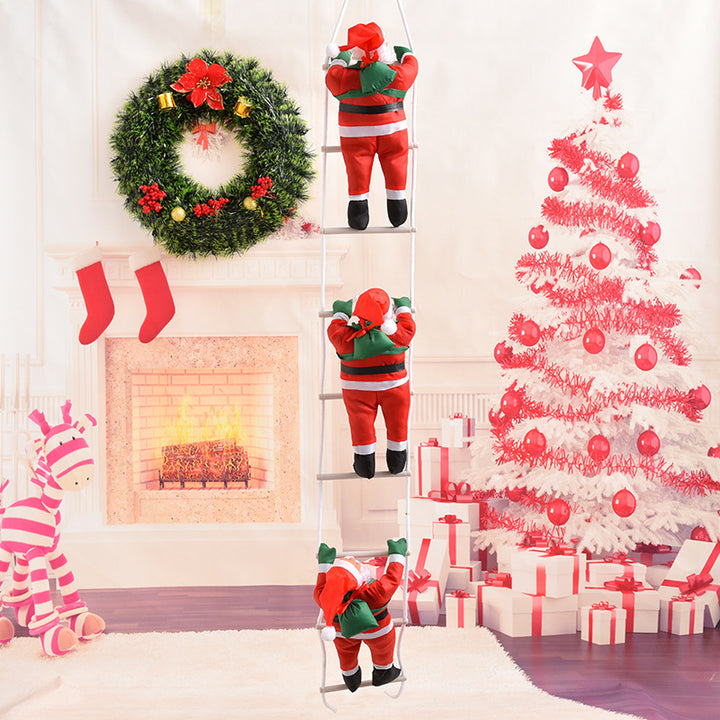 Decorative Santa Claus figures in climbing style