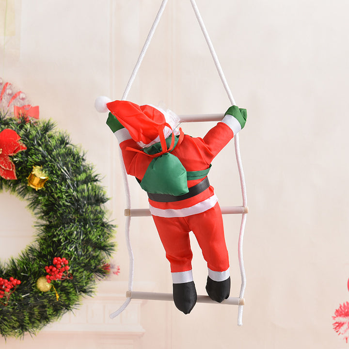 Decorative Santa Claus figures in climbing style