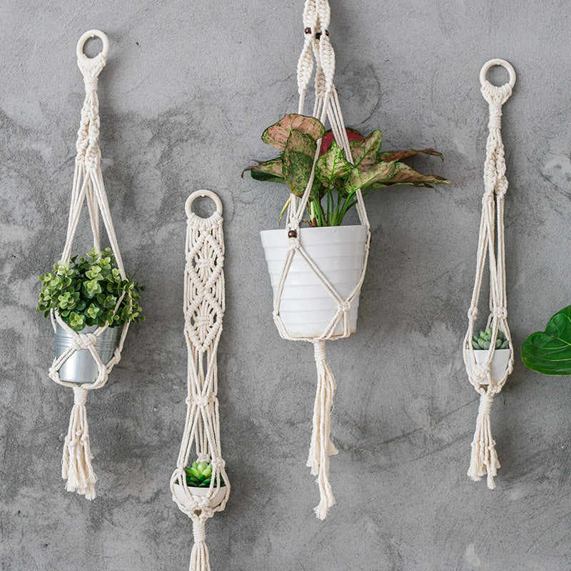 Boho-Macramee Plant Hanger Set with Hand-Knotted Tassels and Adjustable Loops Kalsten