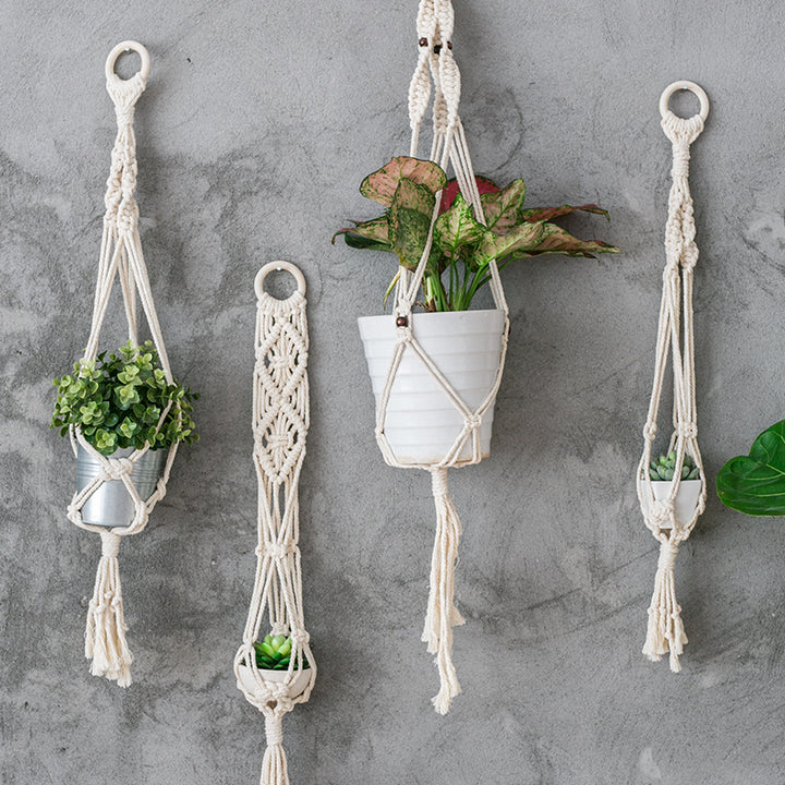 Boho-Macramee Plant Hanger Set with Hand-Knotted Tassels and Adjustable Loops Kalsten