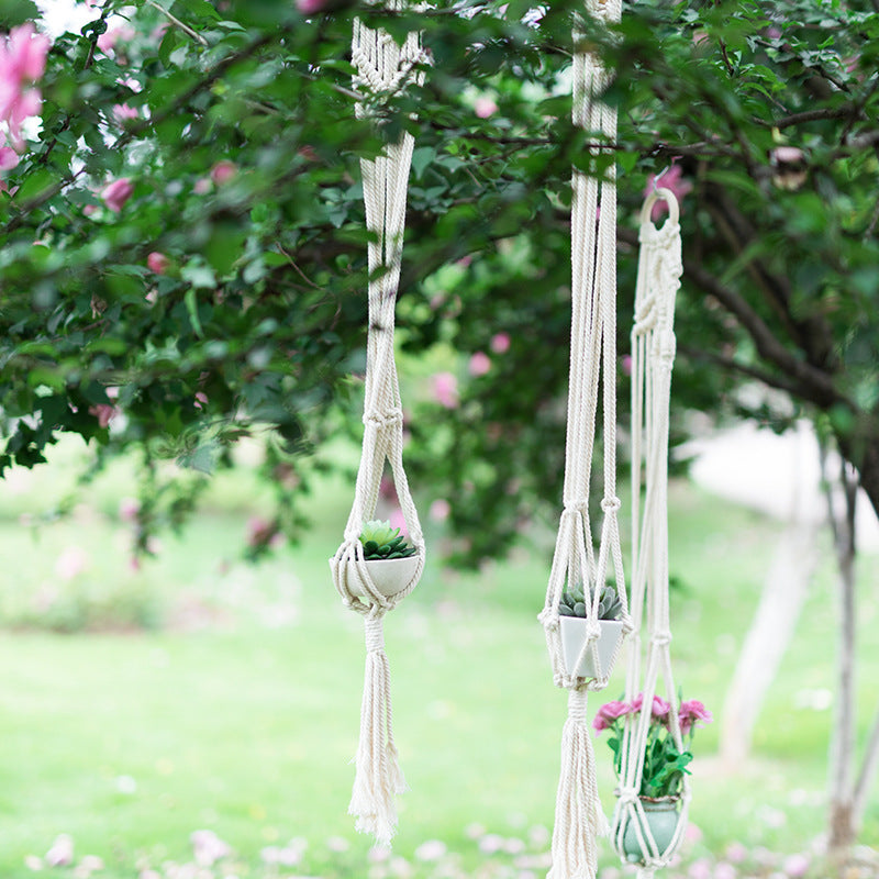 Boho-Macramee Plant Hanger Set with Hand-Knotted Tassels and Adjustable Loops Kalsten