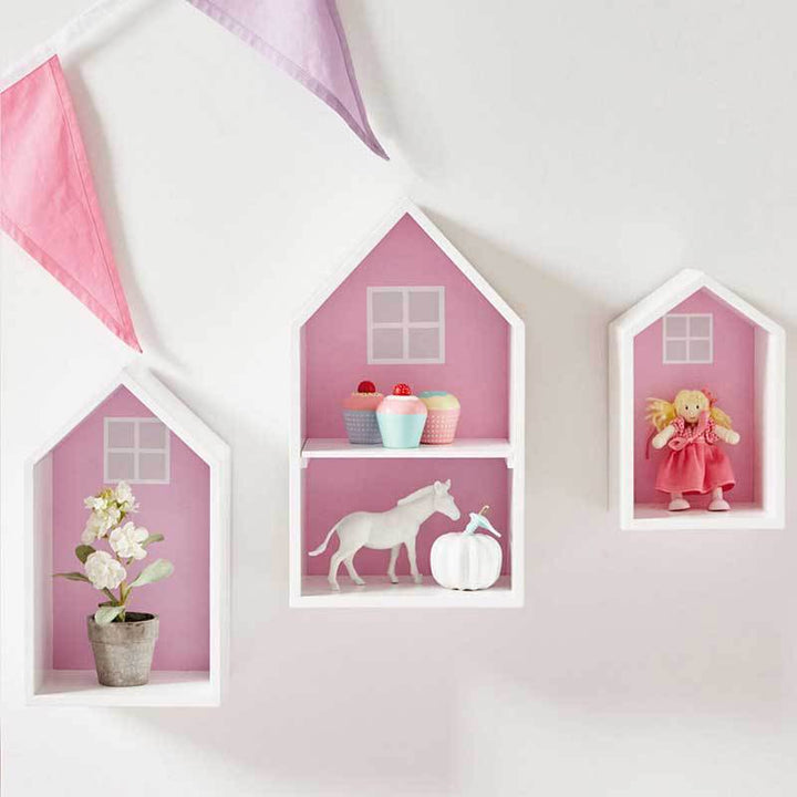 Decorative Multi-Compartment House-Shaped Shelf