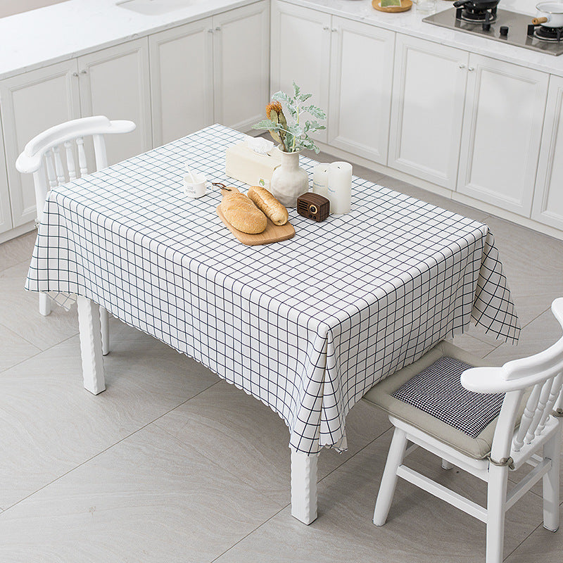 Wipeable tablecloth with fine check pattern, wavy hem and easy-care PVC finish Kalsten