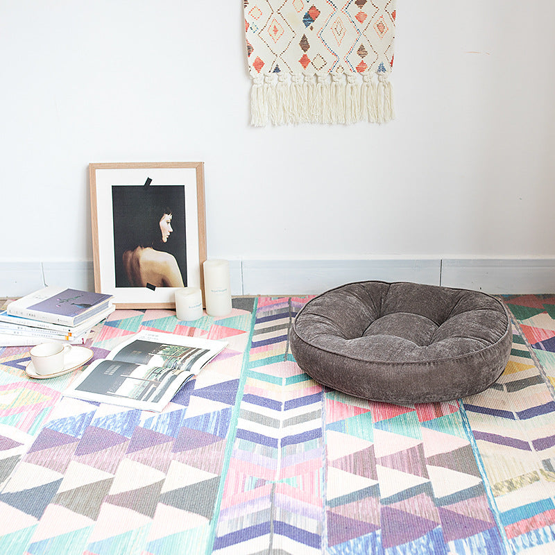 Flat-woven rectangular rug for living and entrance areas with quatrefoil pattern Kalsten