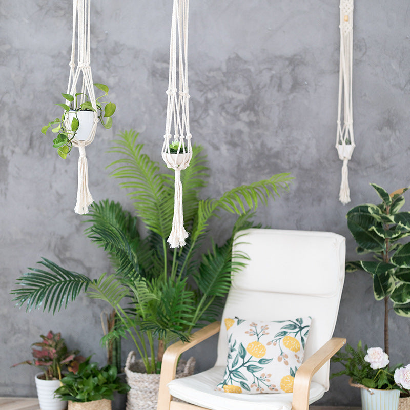 Boho-Macramee Plant Hanger Set with Hand-Knotted Tassels and Adjustable Loops Kalsten