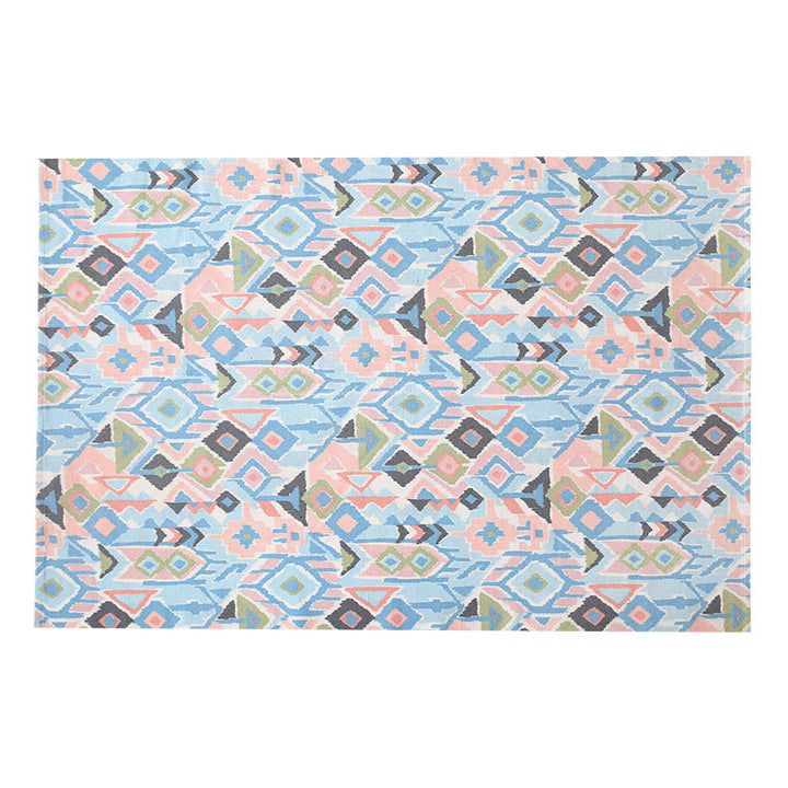 Flat-woven living room rug with fine ethnic diamond pattern and low pile Kalsten
