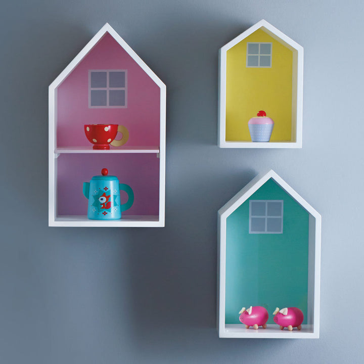 Decorative Multi-Compartment House-Shaped Shelf
