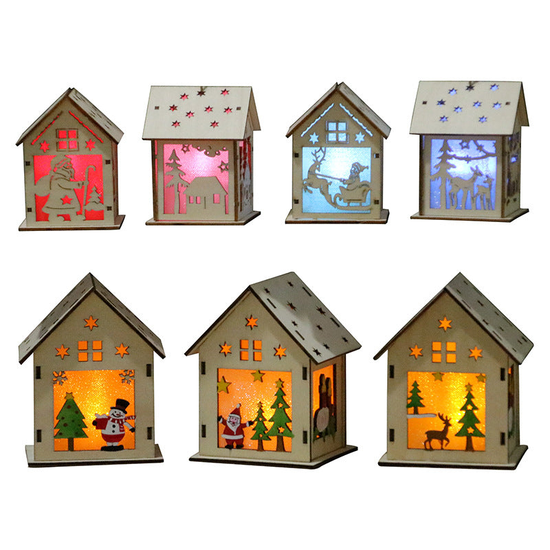 Decorative Wooden Santa House Ornament Kalsten