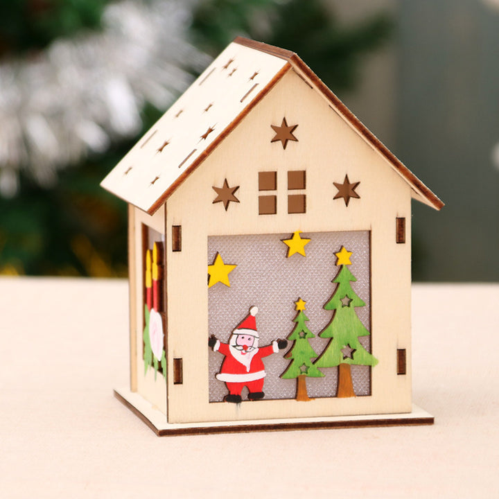 Decorative Wooden Santa House Ornament Kalsten