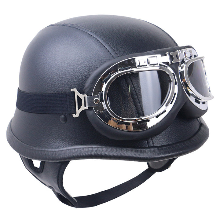 Vintage Carbon Fiber Motorcycle Helmet with Goggles Kalsten