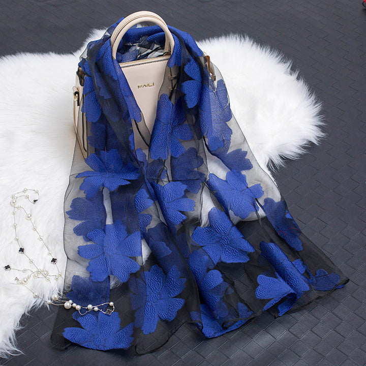 Kalsten | Silk scarf with cut flowers hollow motif