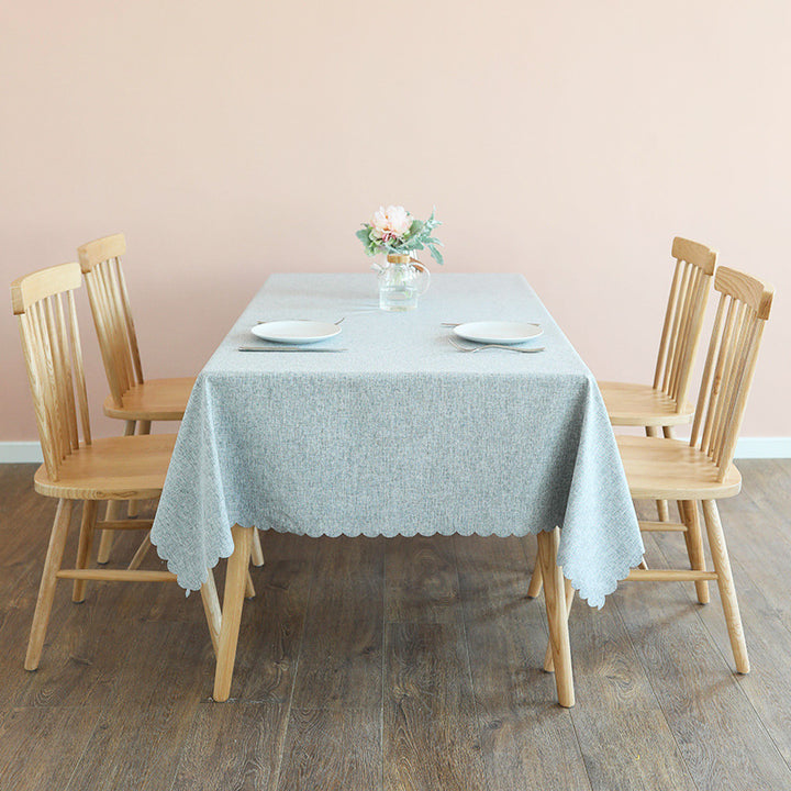 Tablecloth made of cotton blend with wavy hem and textured surface Kalsten