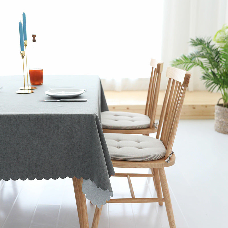 Tablecloth made of cotton blend with wavy hem and textured surface Kalsten
