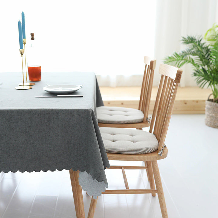 Tablecloth made of cotton blend with wavy hem and textured surface Kalsten