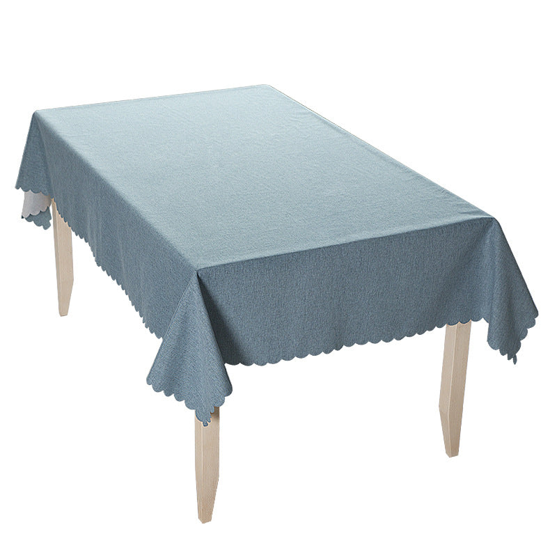 Tablecloth made of cotton blend with wavy hem and textured surface Kalsten